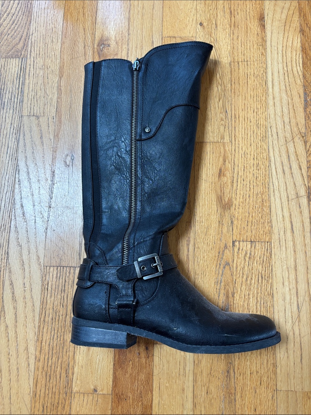 G by Guess Black Leather Knee-High Riding Boots